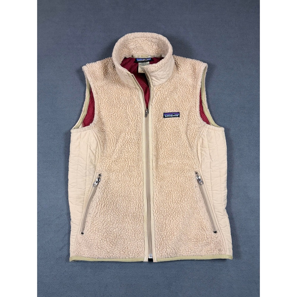Patagonia Synchilla Fleece Vest Womens Medium Beige Full Zip Sleeveless